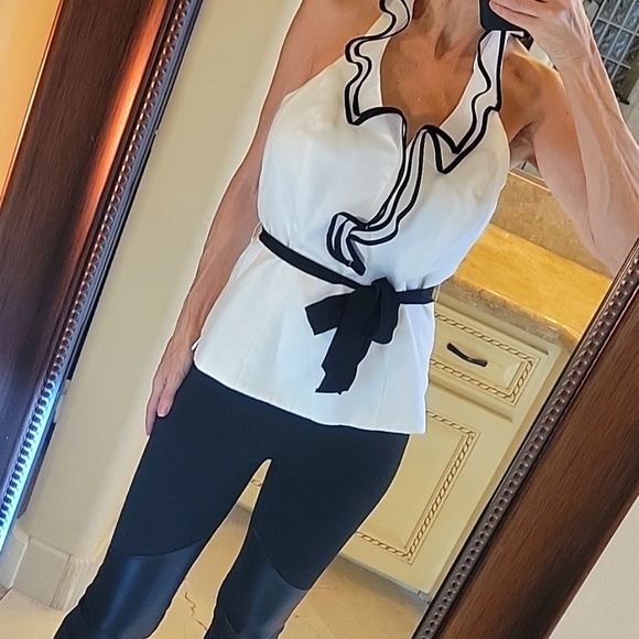 *White House Black Market Chiffon-style halter top, Sz 8 - Picture 5 of 16